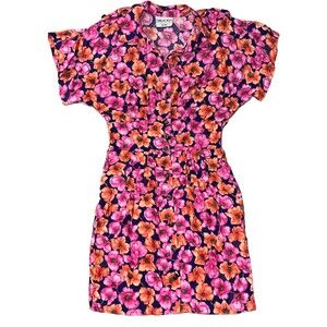 Caroline Wells Collection Petites Vintage 70s Womens P12 Button Up Dress Floral